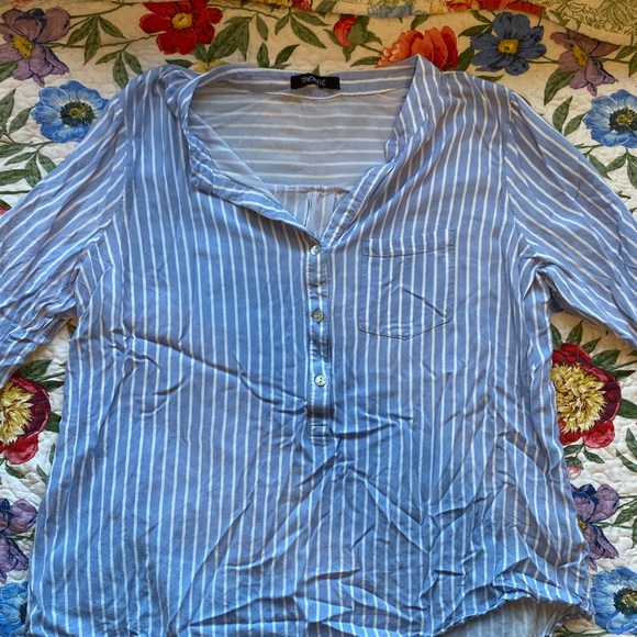 Linen Blue Stripped Shirt - Picture 1 of 2